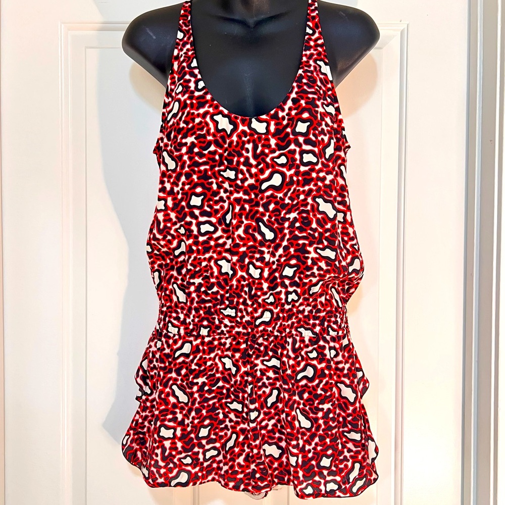 Stella McCartney Red Leopard Print Short Romper